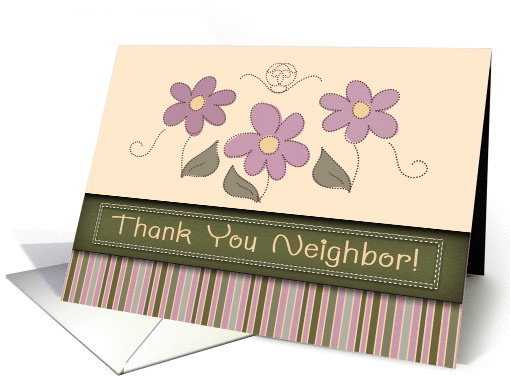 Thank You Neighbor! Pretty Pink Flowers and Stripes,... (970747)