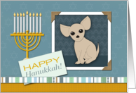 Happy Hanukkah! Tan Chihuahua Dog, Menorah card