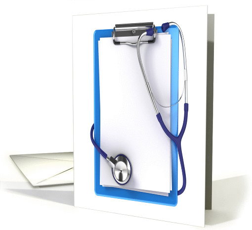 Happy National Doctors' Day Card with Stethoscope and Clipboard card