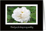 Bridal Party Thank You Card -- White Peony on Black card