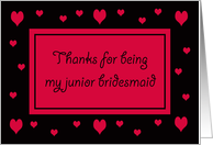 Junior Bridesmaid Thank You Card -- Hearts card