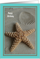 Beach Birthday Card -- Starfish in the Sand card