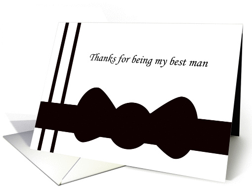 Best Man Thank You Card -- Black Bow tie card (217178)
