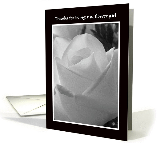 Flower Girl Thank You Card -- Black and White Rose Design card