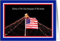 Patriotic Christmas Home of the Free with U.S. Flag card