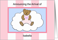 Isabella Girl Announcement card