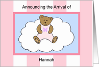 Hannah Girl Announcement card