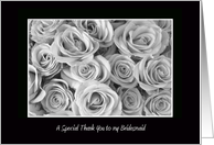 Bridesmaid Thank You Card -- Black and White Roses card