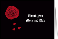 Mom and Dad Wedding Thank You Rose and Hearts card