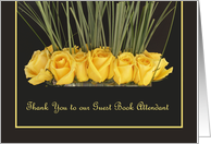 Guest Book Attendant Thank You Card -- Yellow Roses card