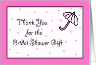 Bridal Shower Thank You Card -- Bridal Umbrella & Hearts card