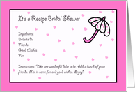 Recipe Bridal Shower Invitation -- Bridal Umbrella & Hearts card