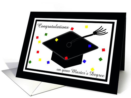 Master's Degree Graduation Card -- Graduation Cap and Confetti card