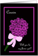 Cousin Will You Be My Flower Girl Invitation -- Rose Bouquet card