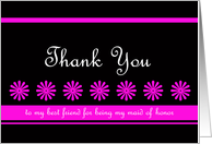 Best Friend Maid of Honor Thank You Card -- Dance of the Pink Flowers card