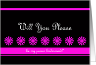 Junior Bridesmaid Card -- Dance of the Pink Flowers card