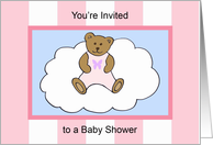 Teddy Bear Baby Girl Shower Invitation card