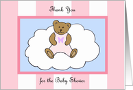 Thank You For Baby Shower Card -- Teddy Bear in Pink card