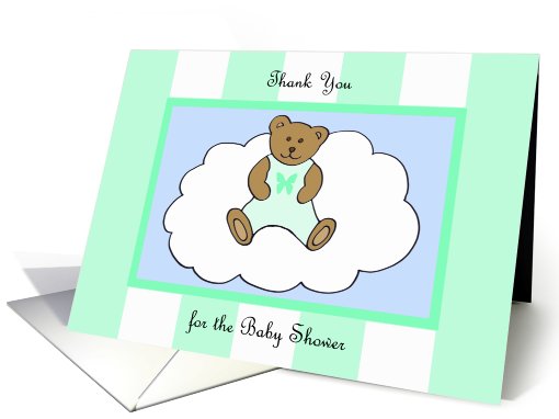 Baby Shower Hostess Thank You Card -- Teddy Bear in Green card