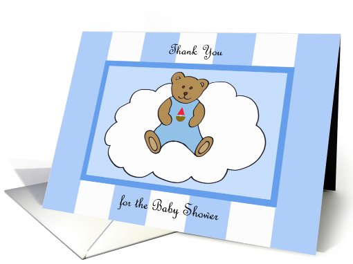 Thank You Note for Baby Shower Card -- Teddy Bear in Blue card