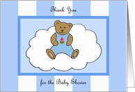 Thank You Note for Baby Shower Card -- Teddy Bear in Blue card