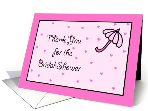 Bridal Shower Host Thank You Card -- Pink Umbrella and Hearts card