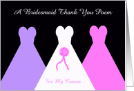 Cousin Bridesmaid Thank You Card -- Bridesmaid Thank You Poem card