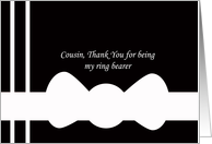 Cousin Ring Bearer Thank You Card --White Bowtie on Black card