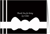 Usher Thank You Card --White Bowtie on Black card