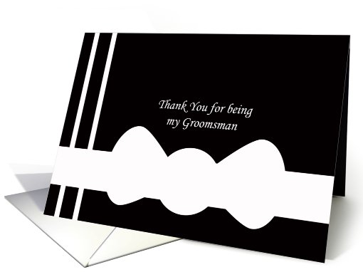 Groomsmen Thank You Card --White Bowtie on Black card (482005)