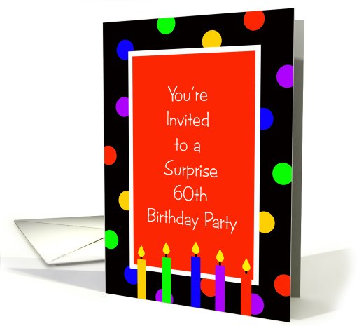 60th Surprise Birthday Party Invitation -- Dots and Candles card