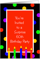 60th Surprise Birthday Party Invitation -- Dots and Candles card