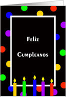 Spanish Birthday Card -- Bright Candles and Polka Dots card