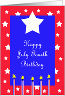 4th of July Birthday Card -- Stars and Fireworks card