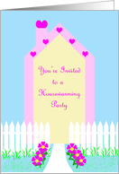 Housewarming Party Invitation -- Little Pink Heart House card