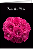 Pink Roses on Black Save the Date Card