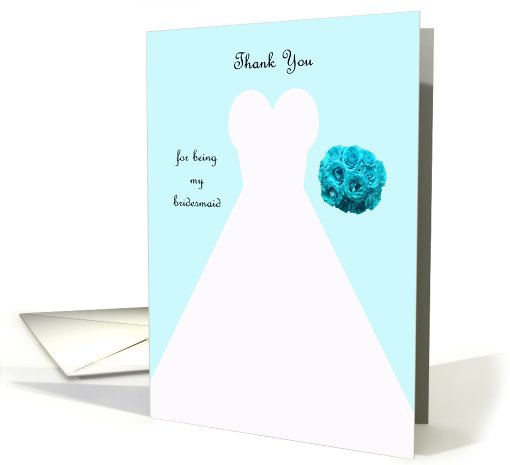 Bridesmaid Thank You Card in Blue -- Wedding Gown card (603639)