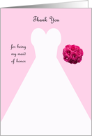 Maid of Honor Thank You Card in Pink -- Wedding Gown card