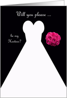 Invitation, Hostess Card in Black, Wedding Gown card