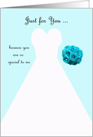 Invitation, Matron of Honor Card in Blue, Wedding Gown card