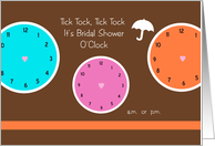 Around the Clock Bridal Shower Invitation -- Three Bridal Clocks card
