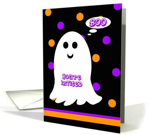 Kids Halloween Party Invitation  -- A Friendly Ghost card (680505)