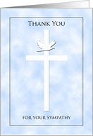 Religious Sympathy Thank You Card - Cross and Dove in Clouds card
