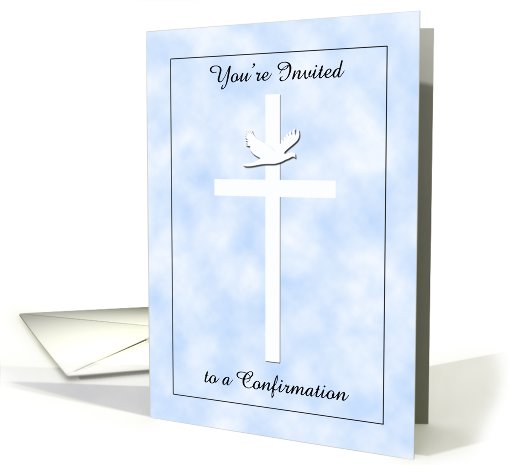 Confirmation Invite -- Dove and Cross Invite on Blue card (747418)