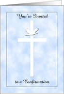 Confirmation Invite -- Dove and Cross Invite on Blue card