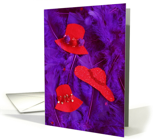 Red Hat Invitation -- Hats and Feathers card (80970)