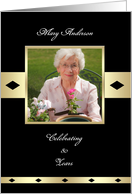 Black and Gold Photo 80th (or any age) Birthday Party Invitations card