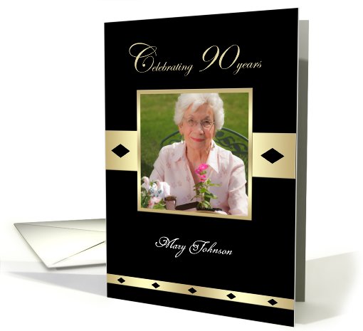 90th Birthday Party Photo Card Invitation -- Celebrating 90 years card