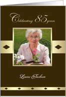 85th Birthday Party Photo Card Invitation -- 85 years in brown card