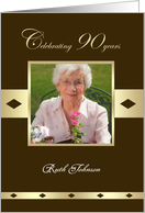 90th Birthday Party Photo Card Invitation -- 90 years in brown card